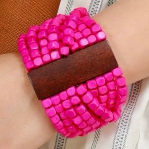 NWT pink wooden beaded multi-strand bracelet